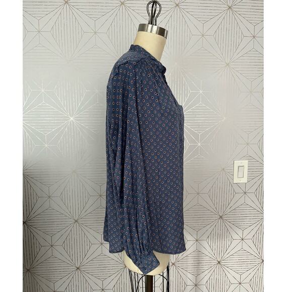 H&M ¾ Button Down Focus Long Sleeve Blouse with Pocket Sz 10 Blue Casual Office - Picture 9 of 16
